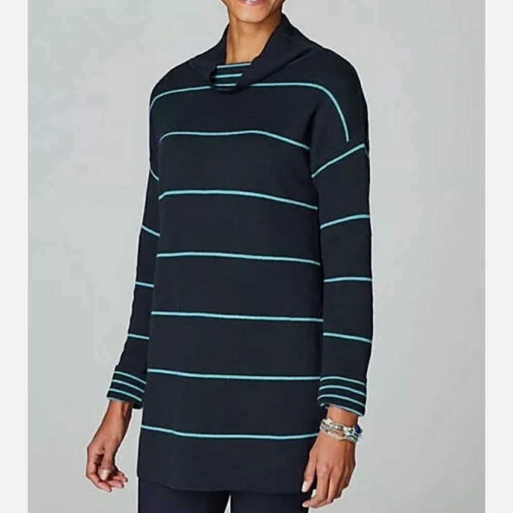 J.Jill Reversible Striped Cowl-Neck Sweater Dress